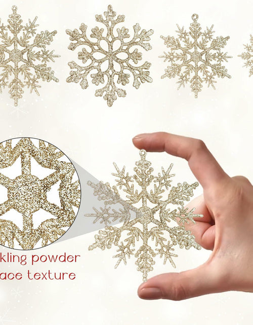 Load image into Gallery viewer, [Like New] Langley Christmas Snowflake Ornaments Set 36pcs Rose Gold 4 Sizes Glitter
