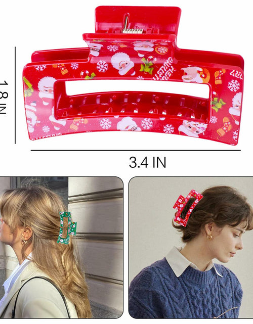 Load image into Gallery viewer, 2PCS Christmas Santa Hair Claw Clips for Women Red &amp; Green Hair Accessories
