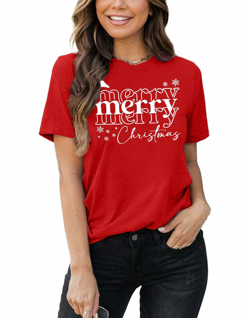 Load image into Gallery viewer, Merry Christmas Women's Graphic Short Sleeve Shirt Green Size XL
