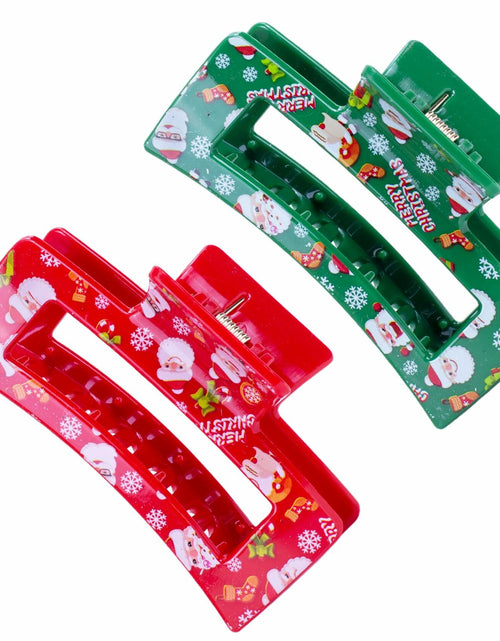 Load image into Gallery viewer, 2PCS Christmas Santa Hair Claw Clips for Women Red &amp; Green Hair Accessories
