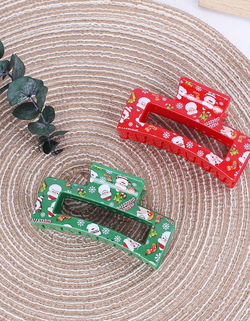 Load image into Gallery viewer, 2PCS Christmas Santa Hair Claw Clips for Women Red &amp; Green Hair Accessories
