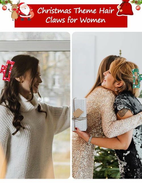 Load image into Gallery viewer, 2PCS Christmas Santa Hair Claw Clips for Women Red &amp; Green Hair Accessories
