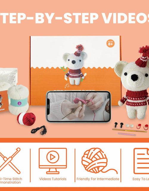 Load image into Gallery viewer, Amigurumi Crochet Kit for Adults Intermediate DIY Craft Bear with Materials
