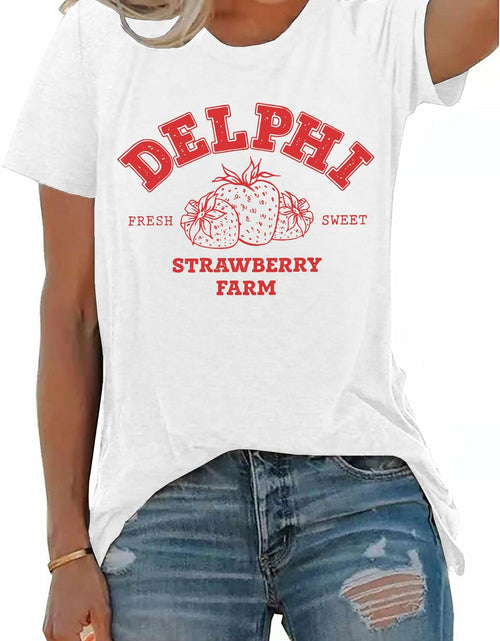Load image into Gallery viewer, PECHAR Strawberry Shirt Women Casual Print Fruit Lover Tops Size XL Color White
