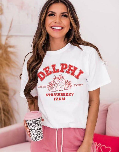Load image into Gallery viewer, PECHAR Strawberry Shirt Women Casual Print Fruit Lover Tops Size XL Color White
