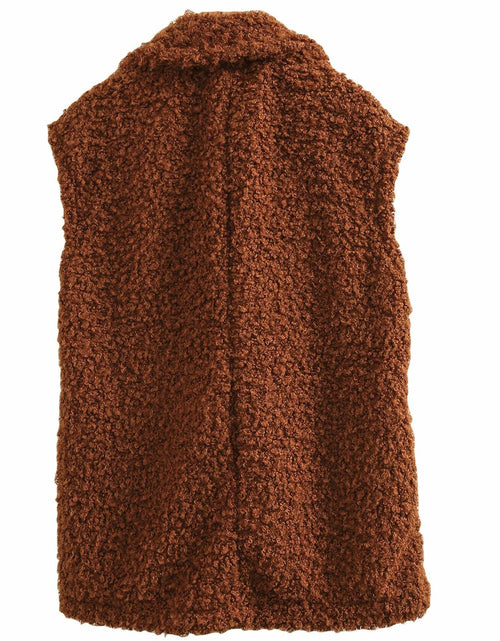 Load image into Gallery viewer, Amazhiyu Womens Faux Fur Waistcoat Vest with Pockets Sleeveless Brown Size XL
