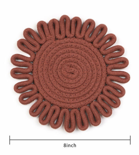AHHFSMEI 8 Inch Heat Resistant Trivets 4pcs Little Burgundy Red