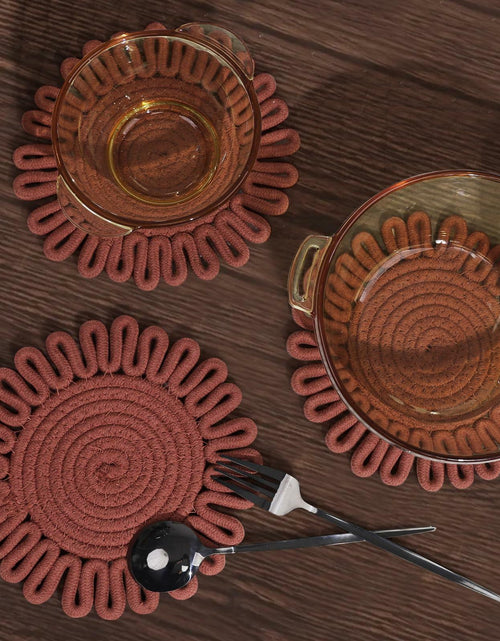 Load image into Gallery viewer, AHHFSMEI 8 Inch Heat Resistant Trivets 4pcs Little Burgundy Red
