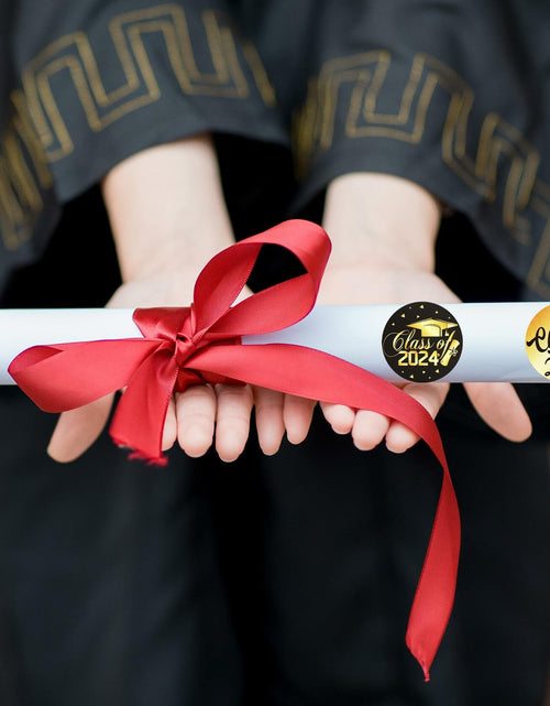 Load image into Gallery viewer, Tongcloud Graduation Stickers 360pcs Black Gold 3.8cm Round Labels Class 2024
