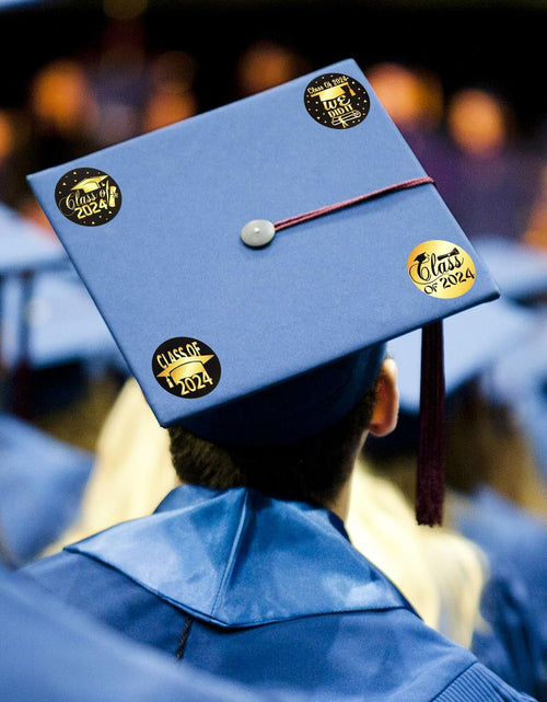 Load image into Gallery viewer, Tongcloud Graduation Stickers 360pcs Black Gold 3.8cm Round Labels Class 2024
