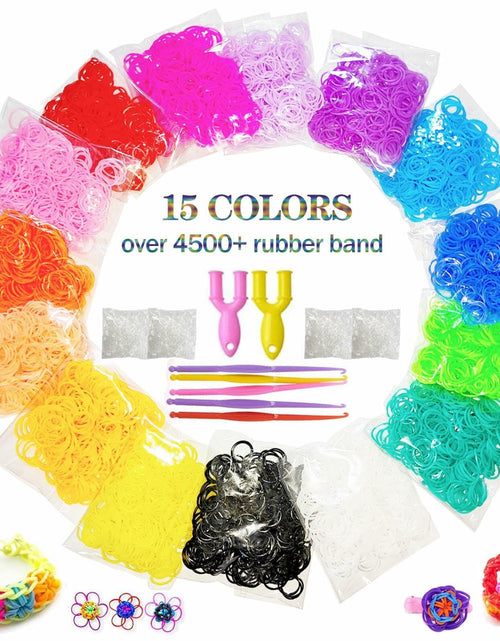 Load image into Gallery viewer, MEGANEOPRE Loom Bracelet Bands Kit 4500+ Pcs 15 Colors Clips Hooks Loom
