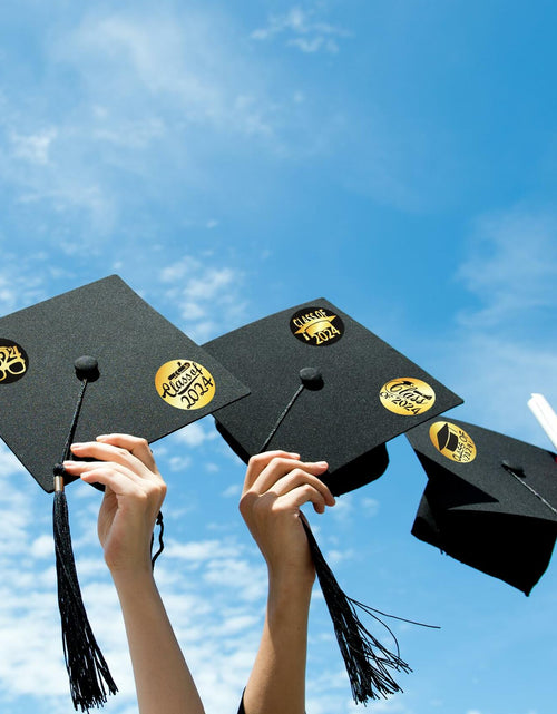 Load image into Gallery viewer, Tongcloud Graduation Stickers 360pcs Black Gold 3.8cm Round Labels Class 2024
