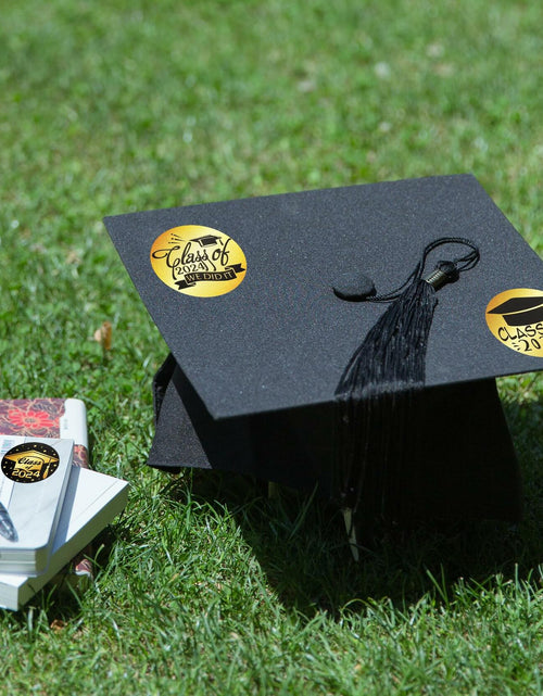Load image into Gallery viewer, Tongcloud Graduation Stickers 360pcs Black Gold 3.8cm Round Labels Class 2024
