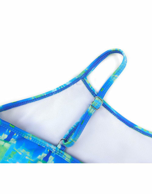 Load image into Gallery viewer, SHEKINI Girls Tie Side Sports Tassel Bikini Set Printed Blue Green Size 10 Years
