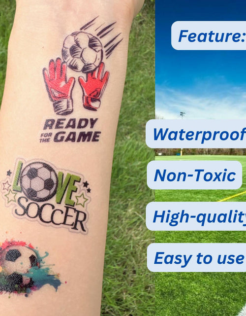 Load image into Gallery viewer, Soccer Temporary Tattoos Sport Theme Birthday Party Favors Decorations 96 PCS
