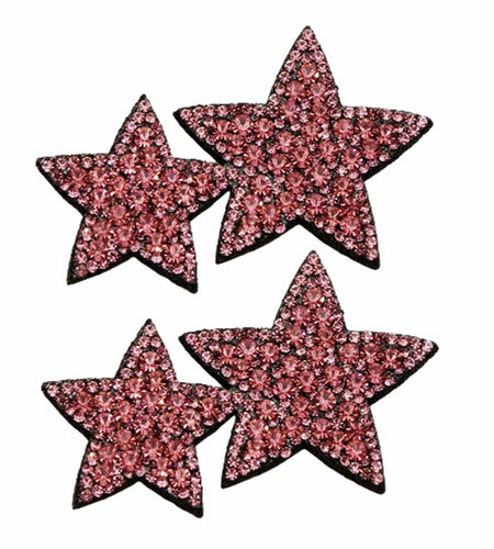 Minason Crystal Star Rhinestone Sew-On Patches Pink 2Pcs Bling DIY Craft