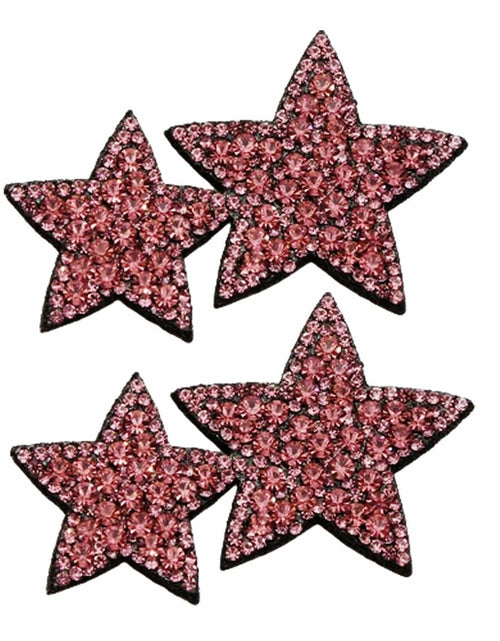 Load image into Gallery viewer, Minason Crystal Star Rhinestone Sew-On Patches Pink 2Pcs Bling DIY Craft
