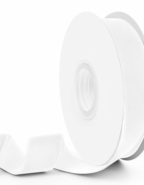 Load image into Gallery viewer, HimBen White Velvet Ribbon 1in x 10yds Vintage Christmas Wedding Crafts
