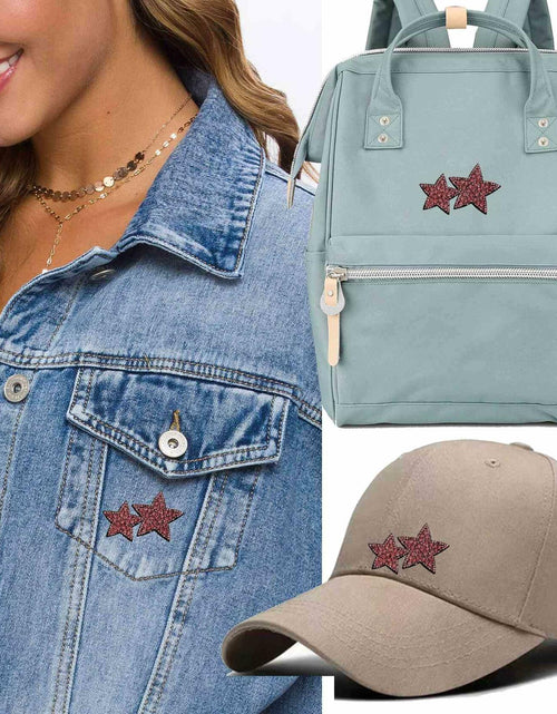 Load image into Gallery viewer, Minason Crystal Star Rhinestone Sew-On Patches Pink 2Pcs Bling DIY Craft
