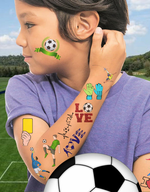 Load image into Gallery viewer, Soccer Temporary Tattoos Sport Theme Birthday Party Favors Decorations 96 PCS
