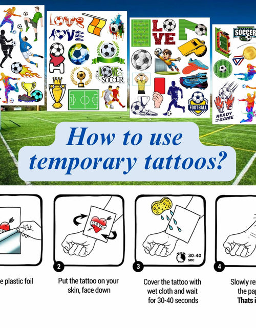 Load image into Gallery viewer, Soccer Temporary Tattoos Sport Theme Birthday Party Favors Decorations 96 PCS
