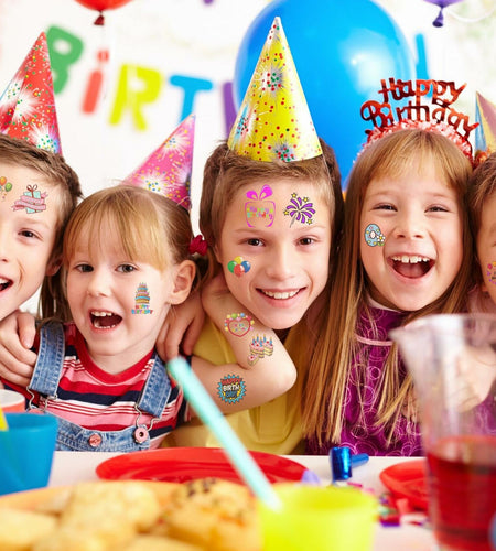 Happy Birthday Temporary Tattoos Colorful Birthday Theme 4 Sheets Party Decor