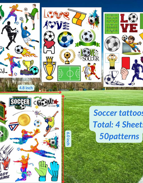 Load image into Gallery viewer, Soccer Temporary Tattoos Sport Theme Birthday Party Favors Decorations 96 PCS
