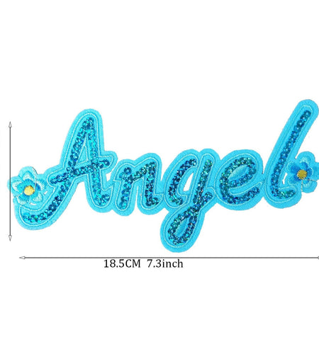 Cute Fashion Big Letters Sequins Patch Angel Girl Bling Iron On Sew On