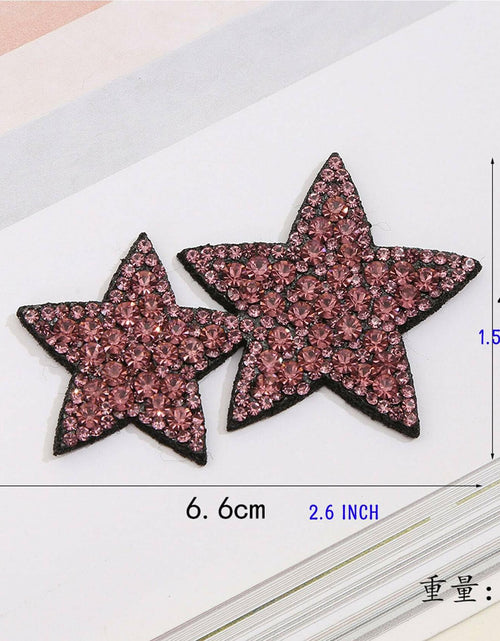 Load image into Gallery viewer, Minason Crystal Star Rhinestone Sew-On Patches Pink 2Pcs Bling DIY Craft
