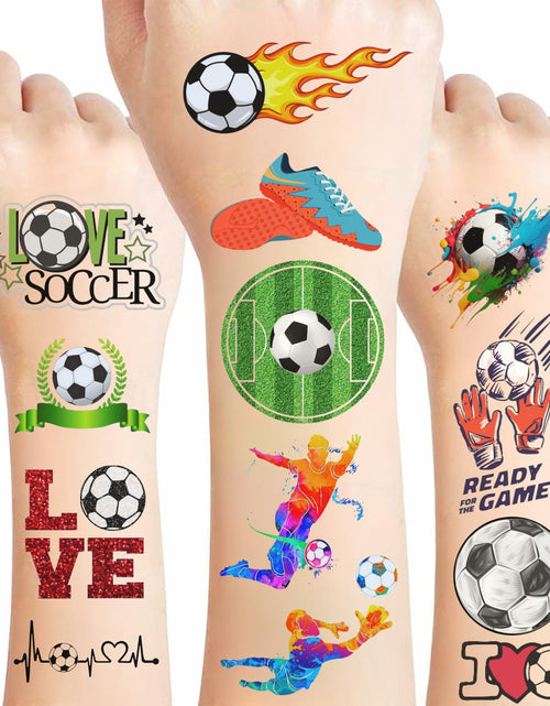 Load image into Gallery viewer, Soccer Temporary Tattoos Sport Theme Birthday Party Favors Decorations 96 PCS
