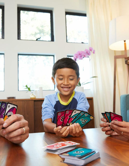 Load image into Gallery viewer, Mattel UNO FLIP! Family Card Game 112 Cards Sturdy Storage Tin Ages 7+
