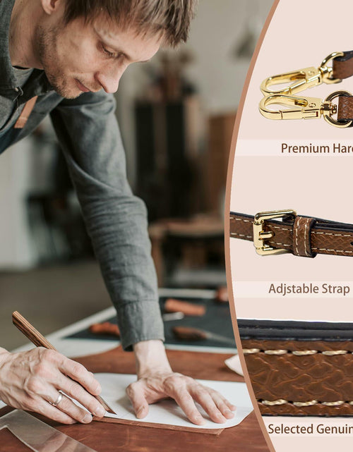 Load image into Gallery viewer, XKE-X Adjustable Leather Crossbody Handbag Strap Brown Gold
