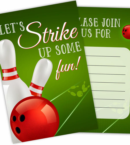 Feyerr Bowling Birthday Invitations for Boys Girls 30 Count Double Sided Cards