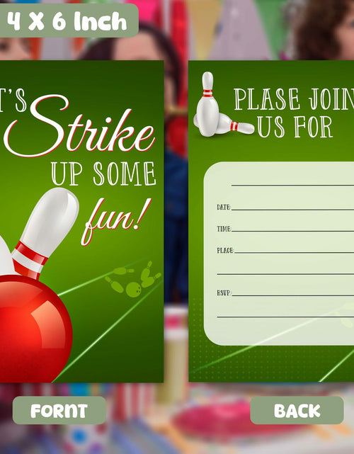 Load image into Gallery viewer, Feyerr Bowling Birthday Invitations for Boys Girls 30 Count Double Sided Cards
