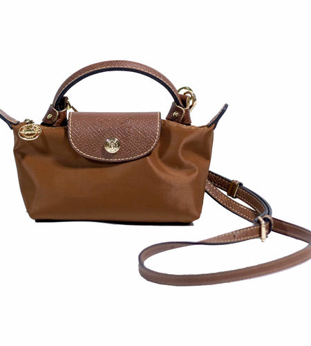 XKE-X Adjustable Leather Crossbody Handbag Strap Brown Gold