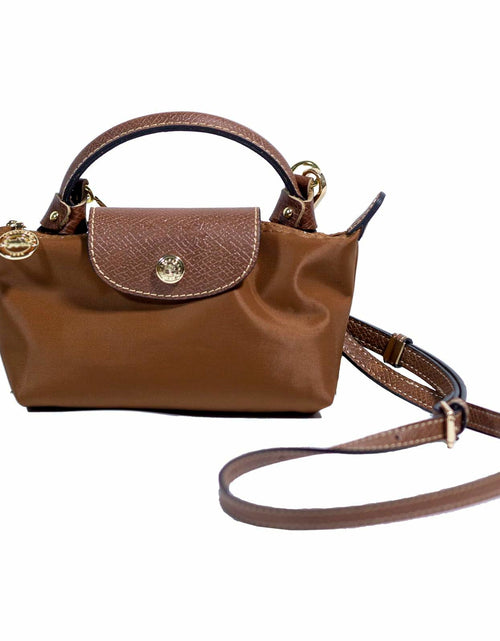 Load image into Gallery viewer, XKE-X Adjustable Leather Crossbody Handbag Strap Brown Gold
