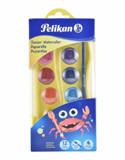 Load image into Gallery viewer, Pelikan Jr. Washable Watercolor &amp; Brush Set 6 Colors (075212US)
