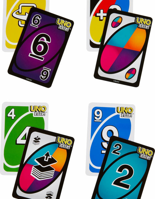 Load image into Gallery viewer, Mattel UNO FLIP! Family Card Game 112 Cards Sturdy Storage Tin Ages 7+
