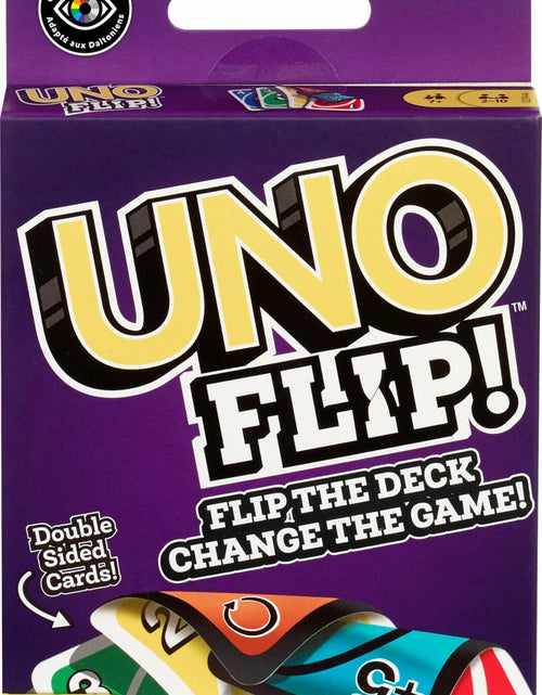 Load image into Gallery viewer, Mattel UNO FLIP! Family Card Game 112 Cards Sturdy Storage Tin Ages 7+
