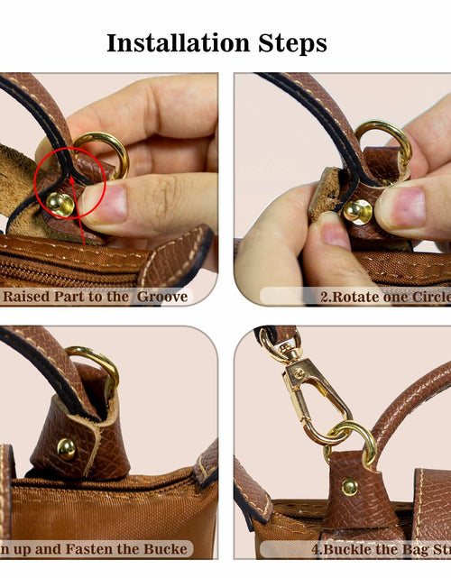 Load image into Gallery viewer, XKE-X Adjustable Leather Crossbody Handbag Strap Brown Gold
