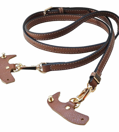 XKE-X Adjustable Leather Crossbody Handbag Strap Brown Gold