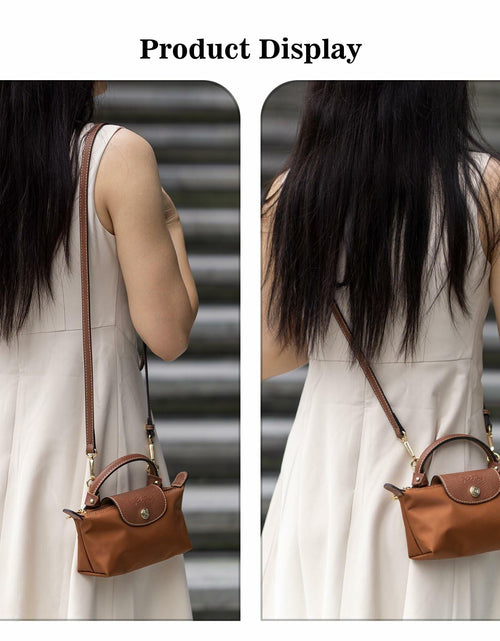 Load image into Gallery viewer, XKE-X Adjustable Leather Crossbody Handbag Strap Brown Gold
