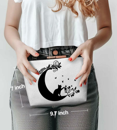 Witchy Cat Makeup Bag Cosmetic Bag Travel Toiletry Bag Black Gifts Women