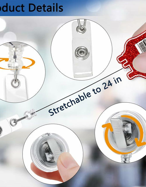 Load image into Gallery viewer, XQLZY Jingle Juice Red Retractable Badge Reel with Shark Clip Glitter
