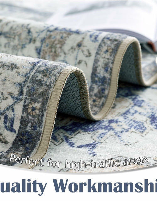 Load image into Gallery viewer, jinchan 5x7 Blue Washable Vintage Floral Area Rug Non-Slip Boho Carpet
