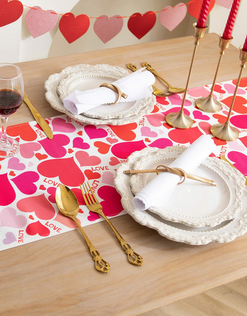 Load image into Gallery viewer, Joyfol Day Valentines Table Runner Red Love Heart 13x48 Inches
