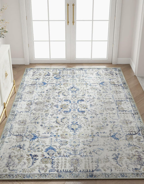 Load image into Gallery viewer, jinchan 5x7 Blue Washable Vintage Floral Area Rug Non-Slip Boho Carpet
