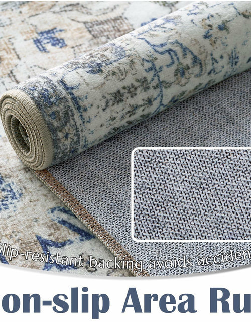 Load image into Gallery viewer, jinchan 5x7 Blue Washable Vintage Floral Area Rug Non-Slip Boho Carpet

