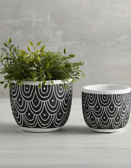 Load image into Gallery viewer, 47th &amp; Main Cement Planter Pot Black Sea Spray 4.9" Tall Modern Decor
