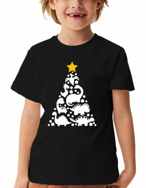 Load image into Gallery viewer, Toddler Kids Reindeer Christmas Short Sleeve Tee Shirt Size M Black
